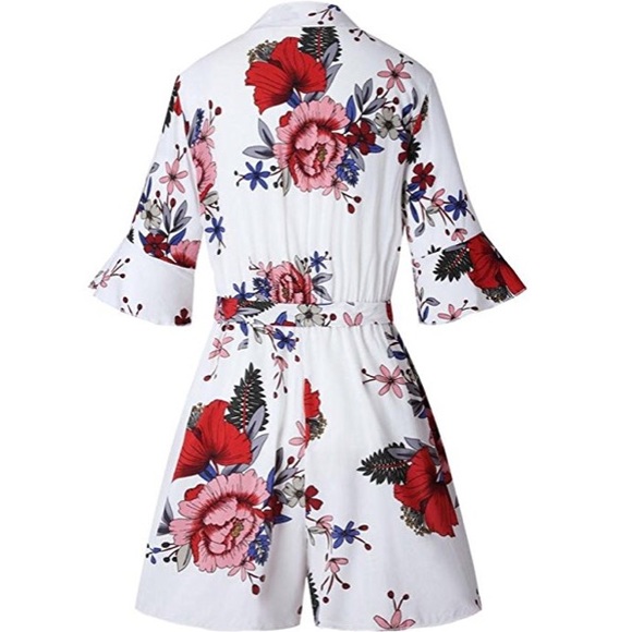 Floral Belted Jumpsuit Romper - Picture 5 of 5